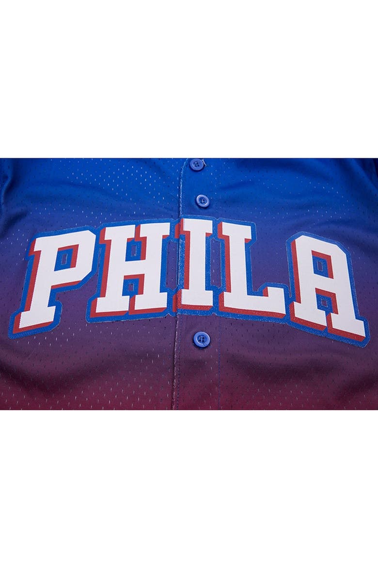 Men's Pro Standard  Royal/Red Philadelphia 76ers Ombre Mesh Button-Up Shirt, Alternate, color, Royal