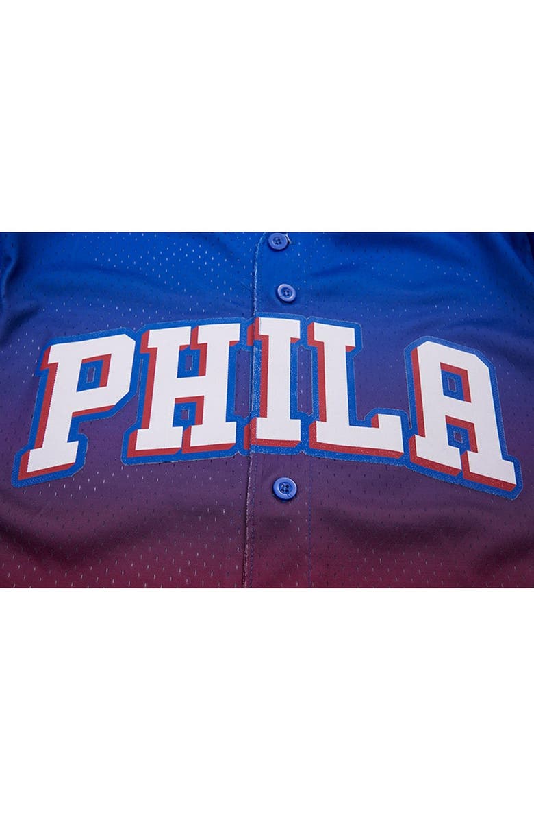 PRO STANDARD Men's Pro Standard  Royal/Red Philadelphia 76ers Ombre Mesh Button-Up Shirt, Alternate, color, Royal