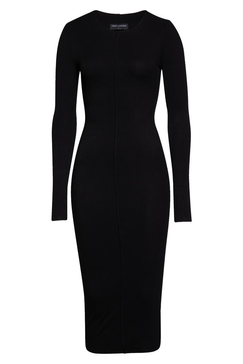 Snatched Me In Long Sleeve Body-Con Dress, Alternate, color, BLACK