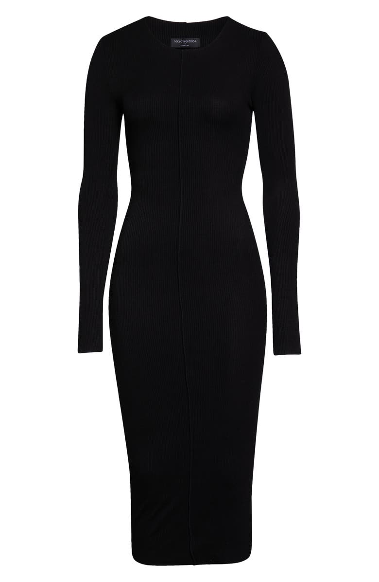 Naked Wardrobe Snatched Me In Long Sleeve Body-Con Dress, Alternate, color,