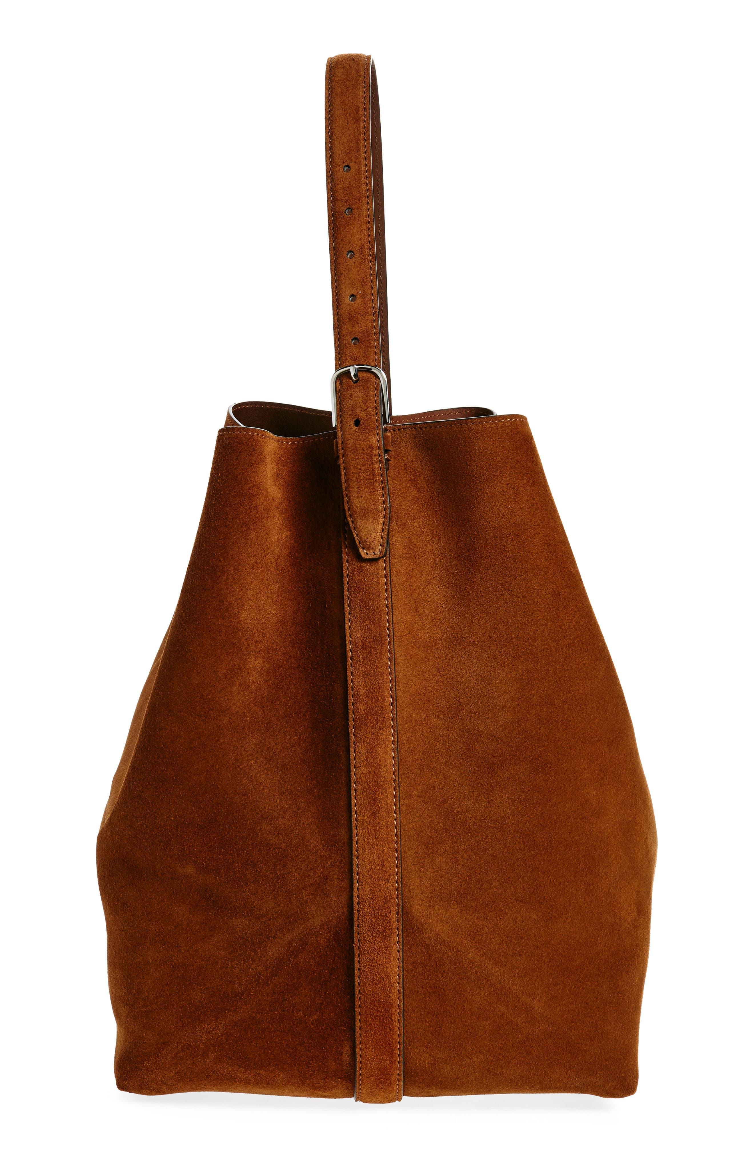 TOTEME Belt Strap Suede Tote, Alternate, color, Tan