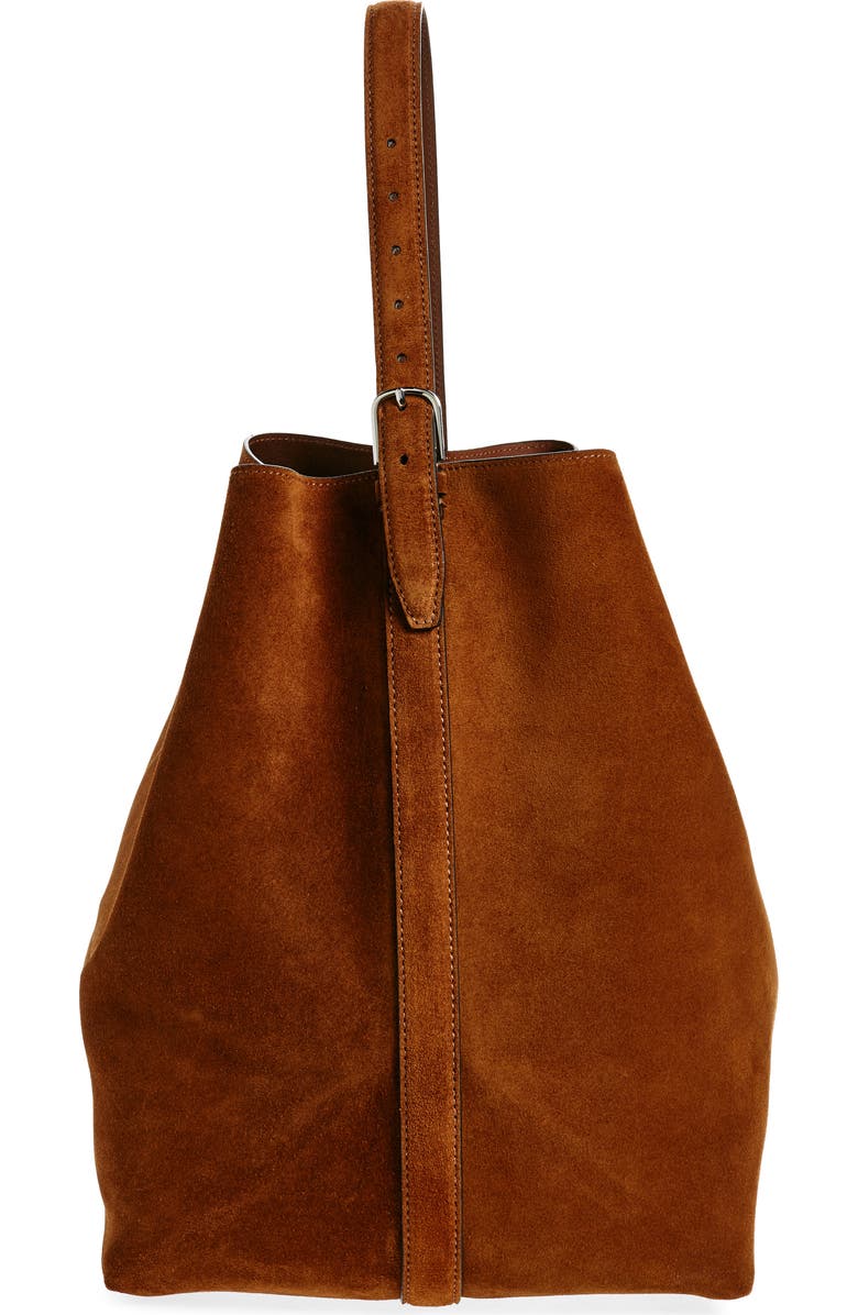TOTEME Belt Strap Suede Tote, Alternate, color, Tan