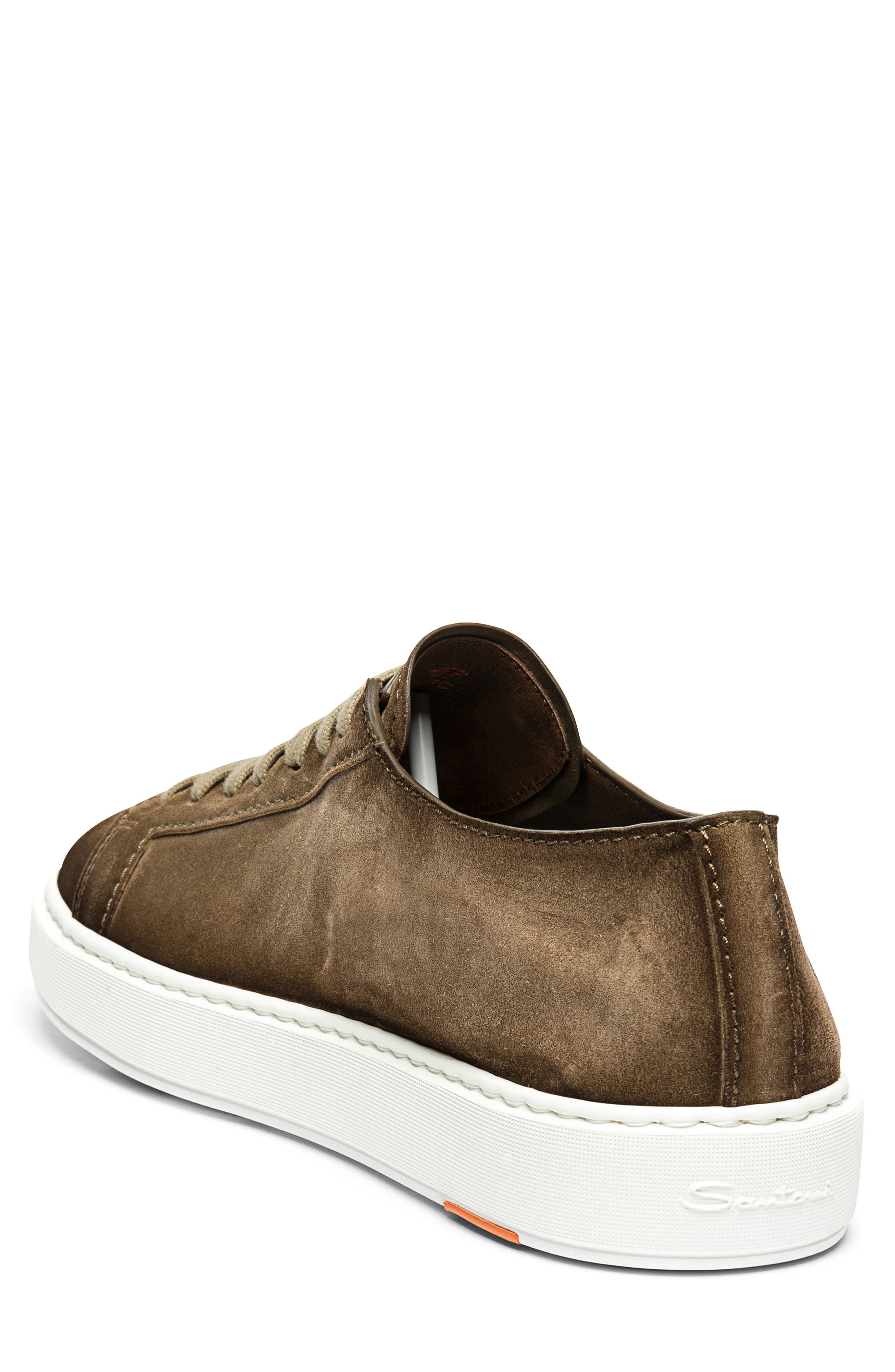 Santoni Damps Low Top Suede Sneaker, Alternate, color, Brown