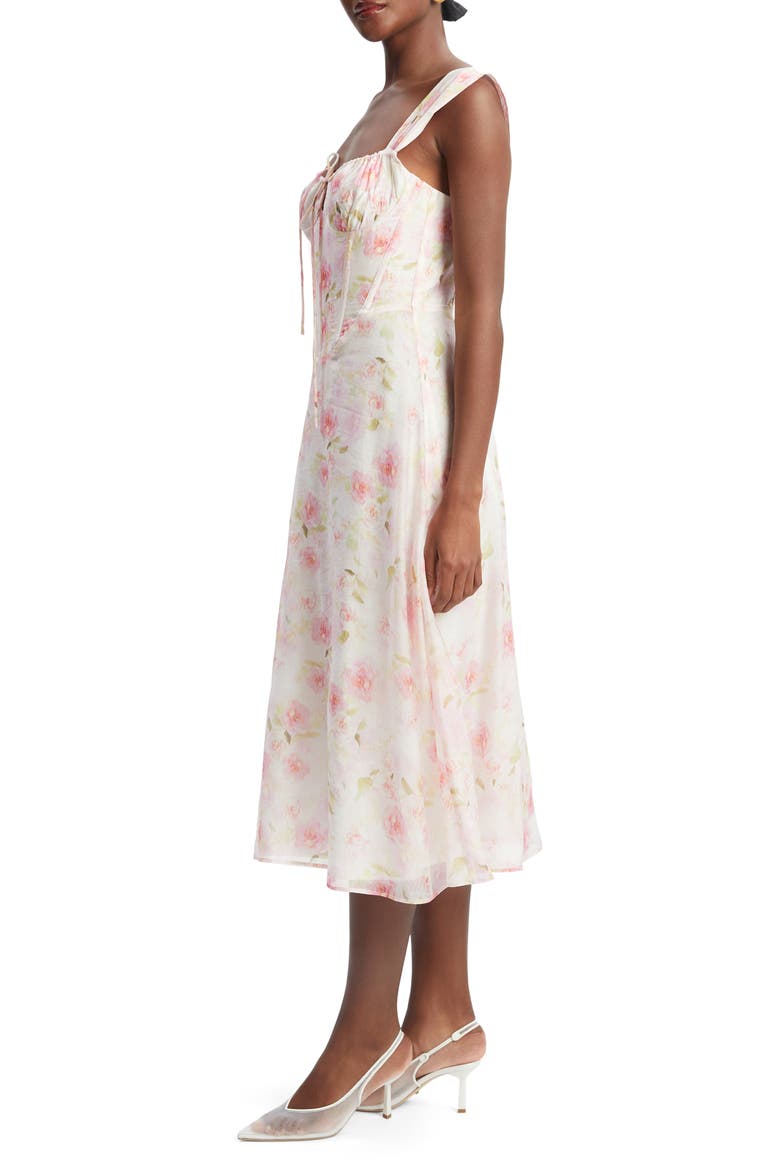 Esra Floral Corset Midi Dress, Alternate, color, PINK FLORAL