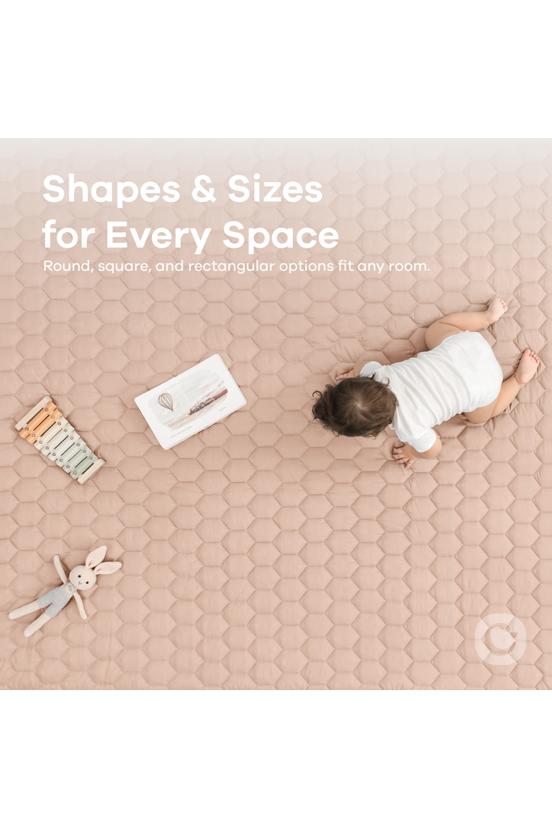 Premium Play Mat with Non-Slip Bottom, Square 56x56 inches, Alternate, color, Blush