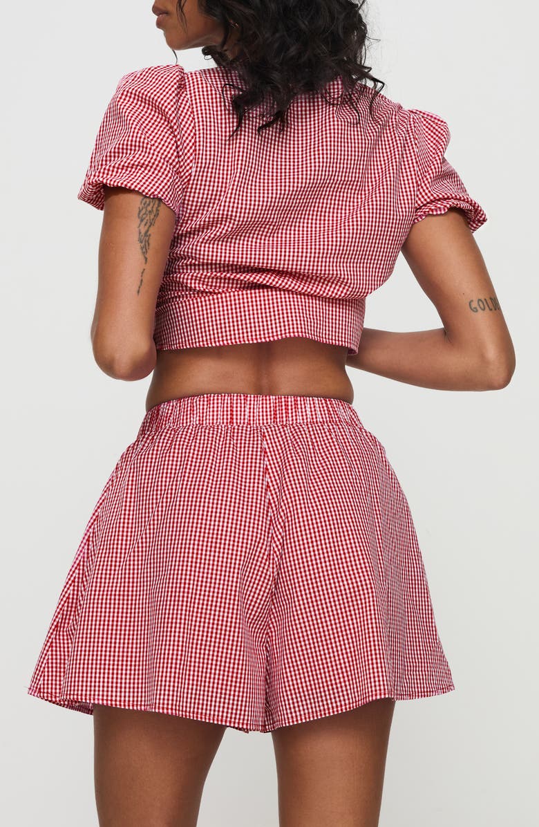 Princess Polly Arlina Gingham Cotton Tie Front Top & Shorts Set, Alternate, color,