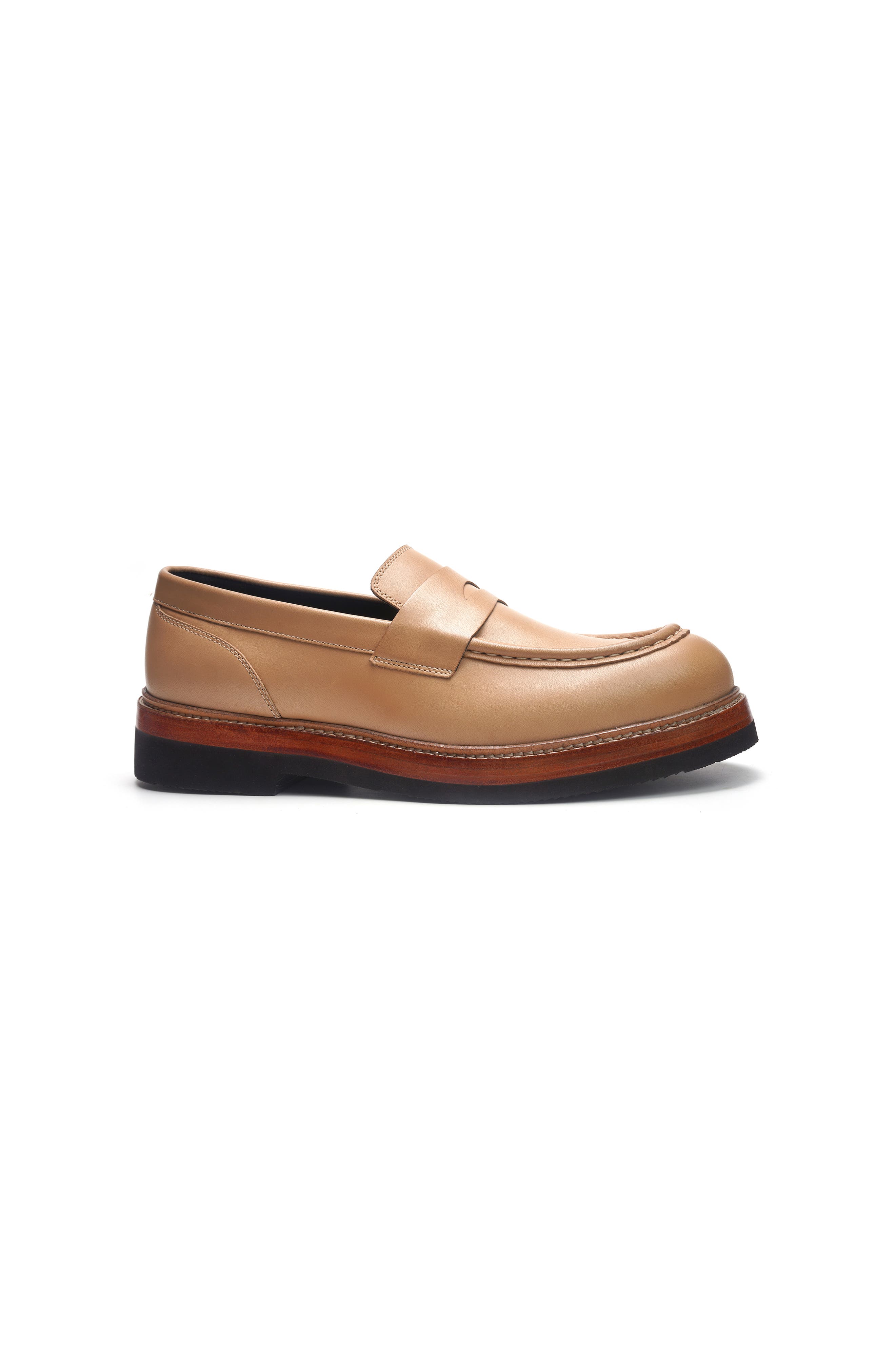 A. Veer Rhodes Penny Loafer, Main, color, Sand Leather