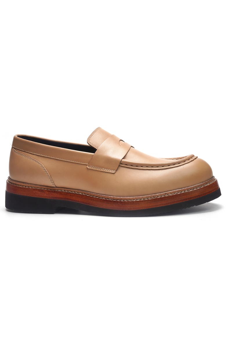 A. Veer Rhodes Penny Loafer, Main, color, Sand Leather