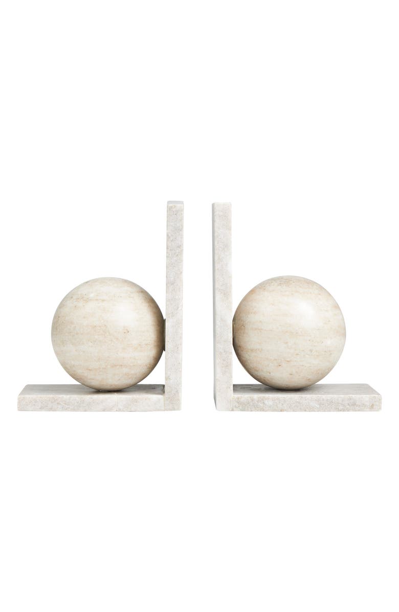 VIVIAN LUNE HOME Orb Marble Bookends, Main, color, Beige