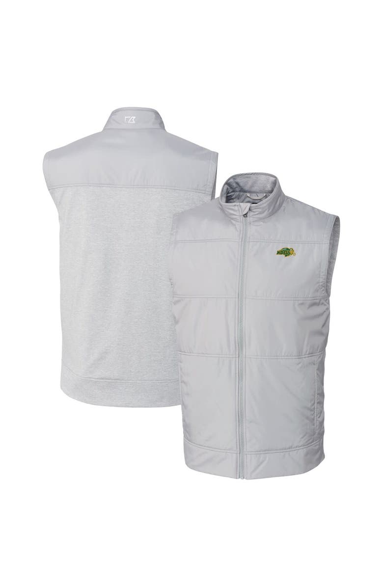 Cutter & Buck Men's Cutter & Buck Gray NDSU Bison Stealth Hybrid Quilted DryTec Windbreaker Full-Zip Vest, Main, color, 