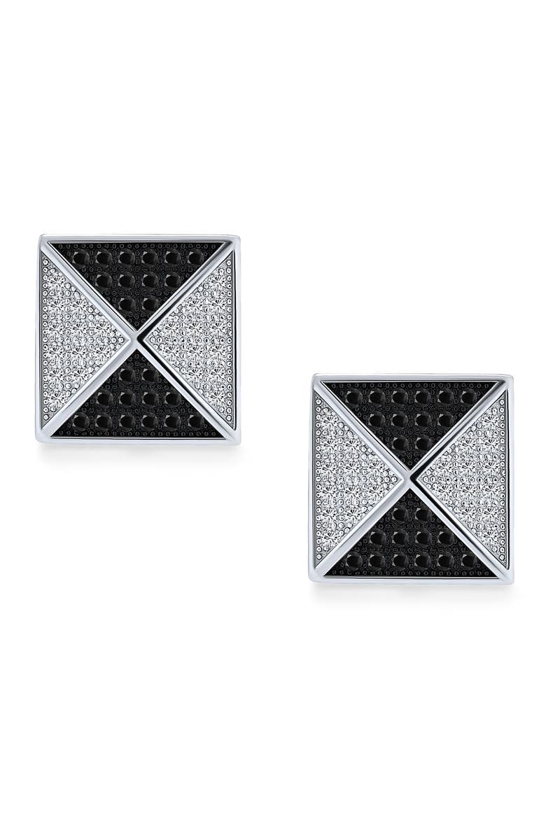 Men's Pyramid CZ Stud Earrings, Main, color, BLACK