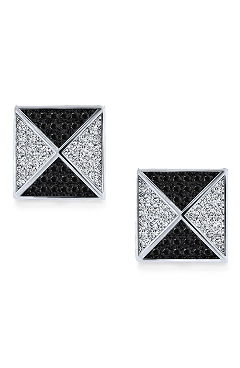 BLING JEWELRY Men's Pyramid CZ Stud Earrings, Main, color, 