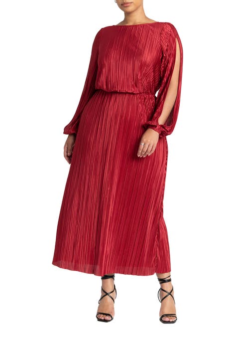 Plisse Open Sleeve Dress (Plus Available)