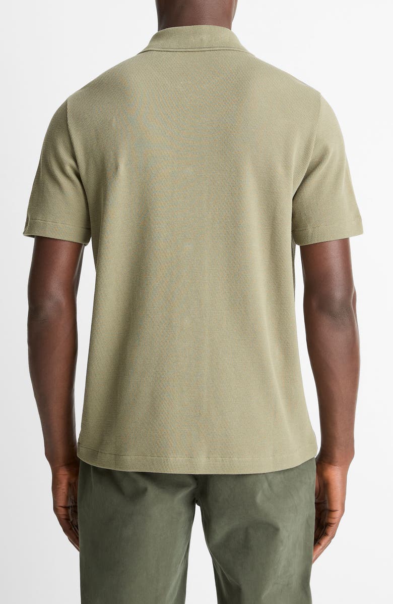 Vince Short Sleeve Jacquard Cotton Knit Button-Up Shirt, Alternate, color, Sage/ Sycamore