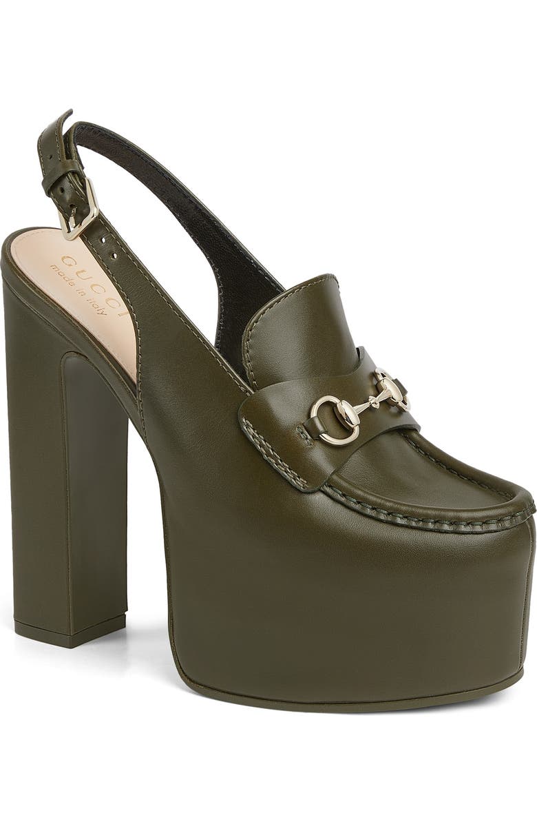 Gucci Horsebit Platform Slingback Loafer Pump, Main, color,