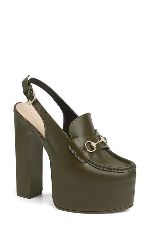 Horsebit Platform Slingback Loafer Pump (Women)