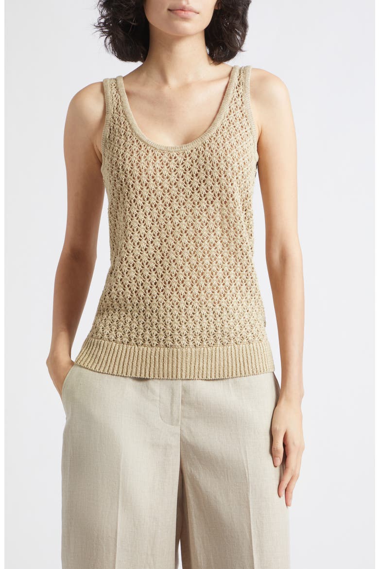 Colette Pointelle Knit Linen Tank, Main, color, NEUTRAL