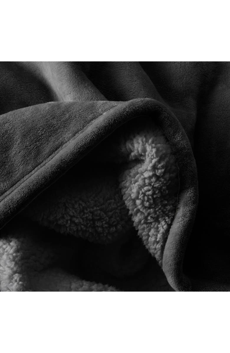 Bare Home Reversible Plush Fleece Blanket, Alternate, color, Black/Black
