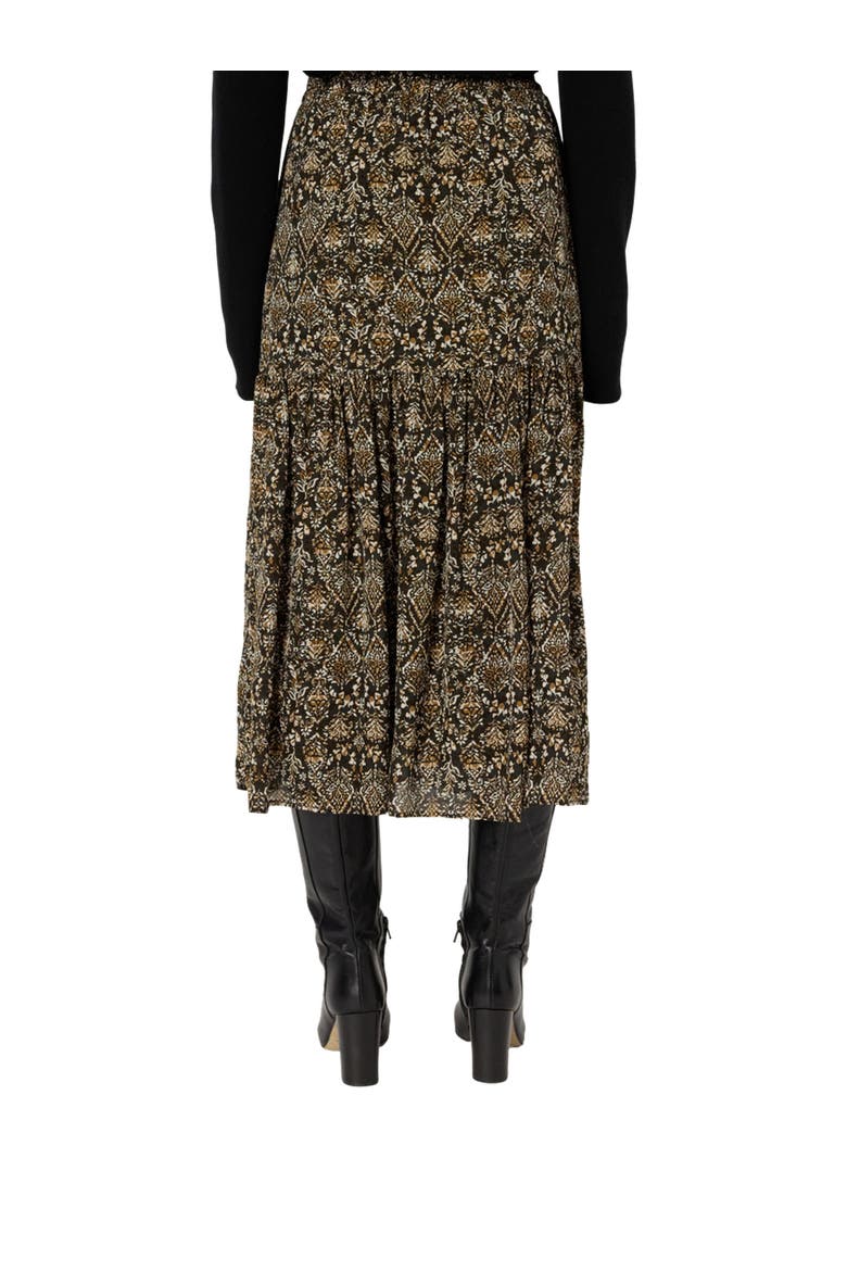 Billie Flared Printed Midi Skirt, Alternate, color, Medium Khaki