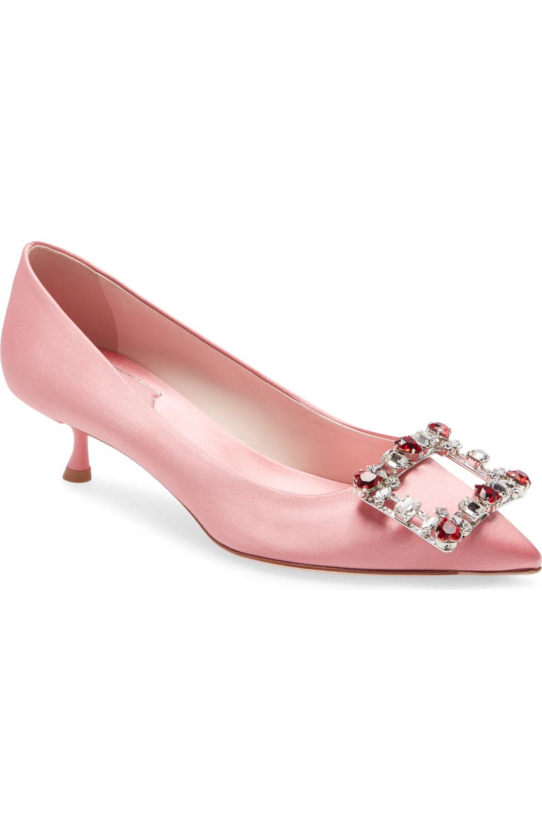 Roger Vivier Brochamour Crystal Heart Buckle Pointed Toe Pump, Main, color,