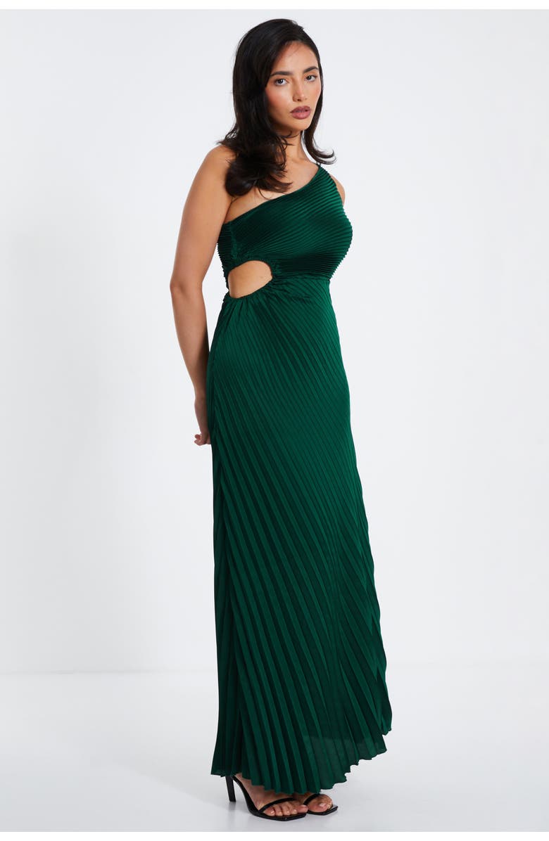 QUIZ Satin Pleated One Shoulder Maxi Dress, Alternate, color, 