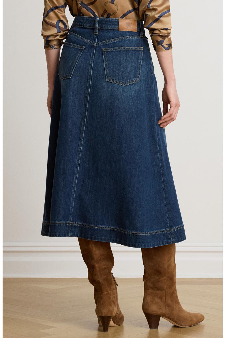 Denim Midi Skirt, Alternate, color, BLUE