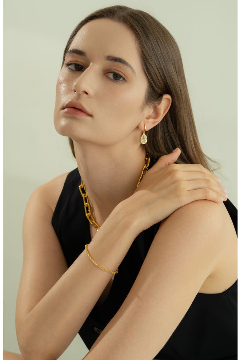 Sterling Silver 18k Gold Plated Camille Earrings Dainty Crystal Statement, Alternate, color, Gold