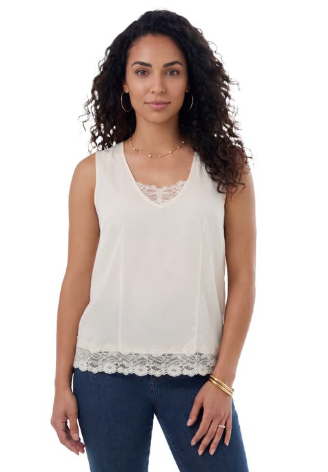 Lace Trim Satin Tank