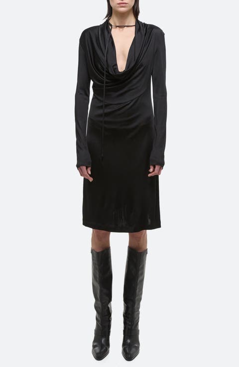 Cowl Neck Long Sleeve Dress