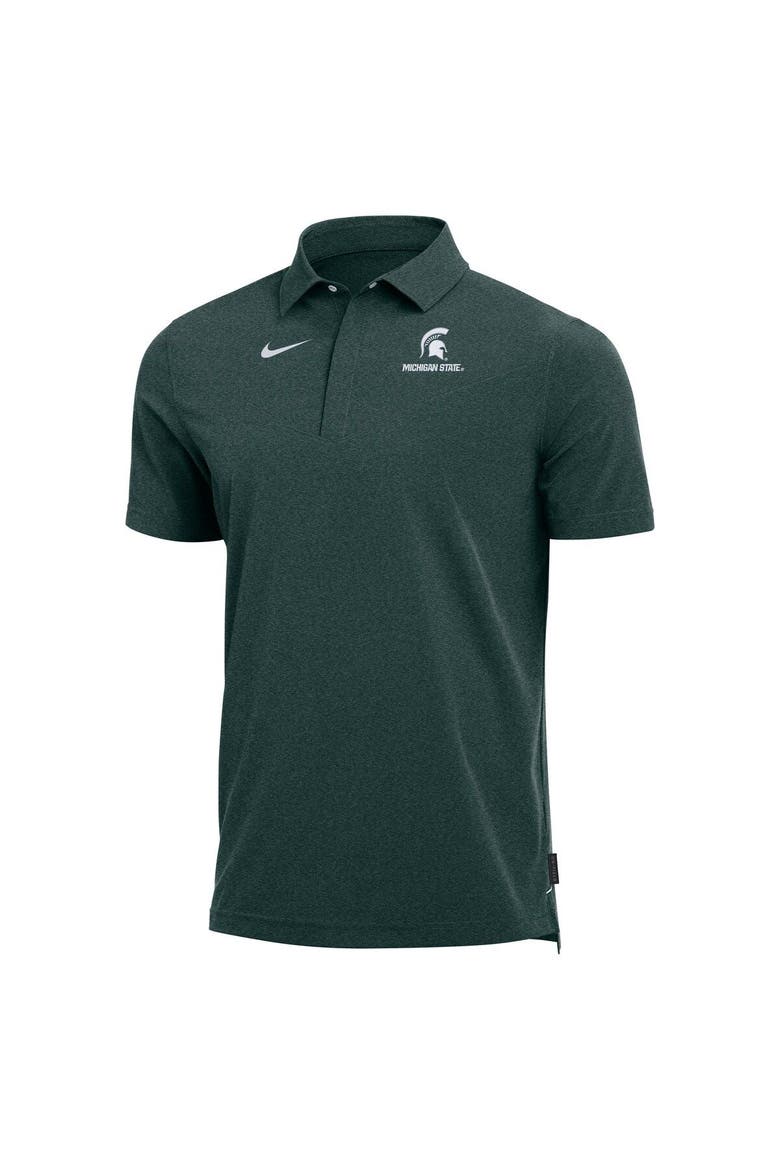 Men's Nike Heathered Green Michigan State Spartans 2022 Coach Performance Polo, Alternate, color, Heather Green