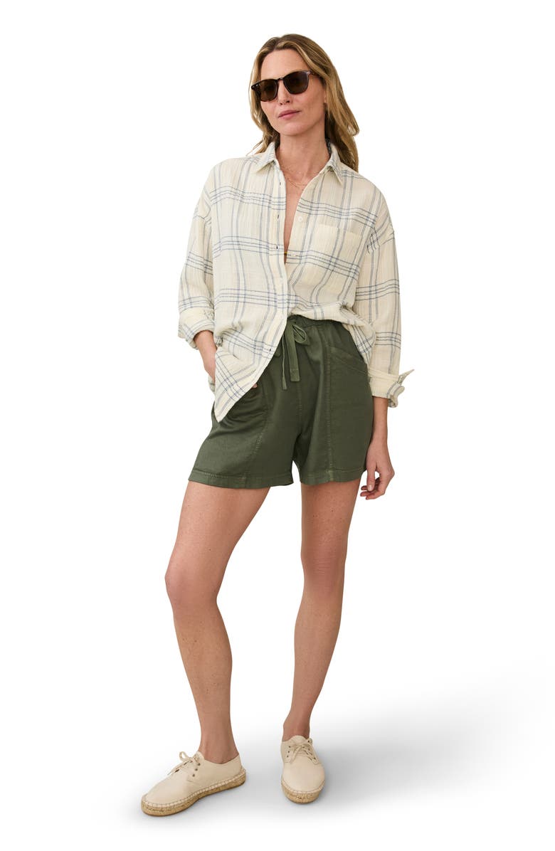 Faherty Dune Plaid Organic Cotton Gauze Button-Up Shirt, Alternate, color, Blue Cove Plaid