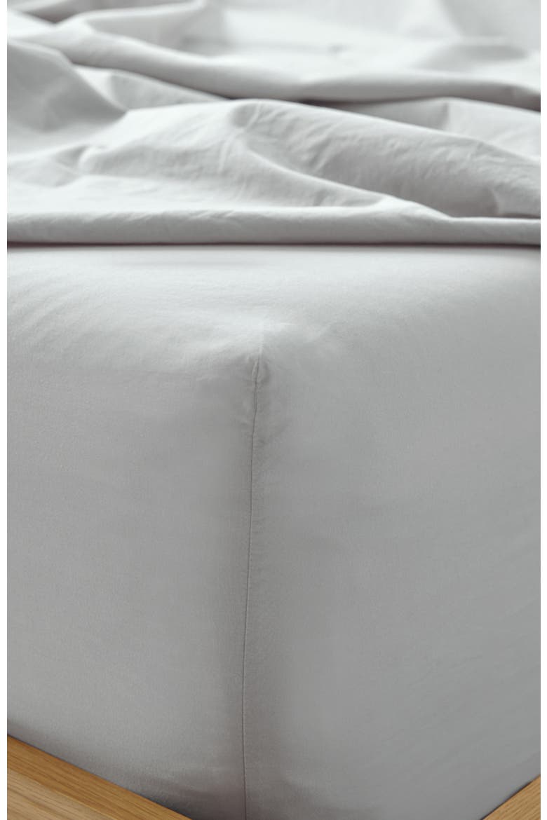 Organic Cool-Air Percale Fitted Sheet, Alternate, color, Lunar