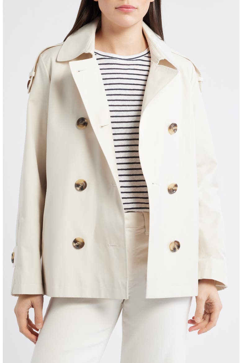 Double Breasted Water Repellent Swing Jacket, Alternate, color, LINEN