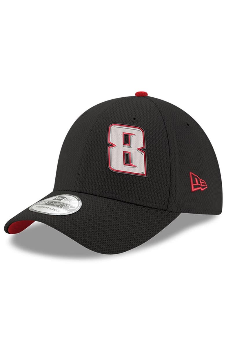 Men's New Era Black Kyle Busch 39THIRTY Panel Flex Fit Hat, Alternate, color, Black
