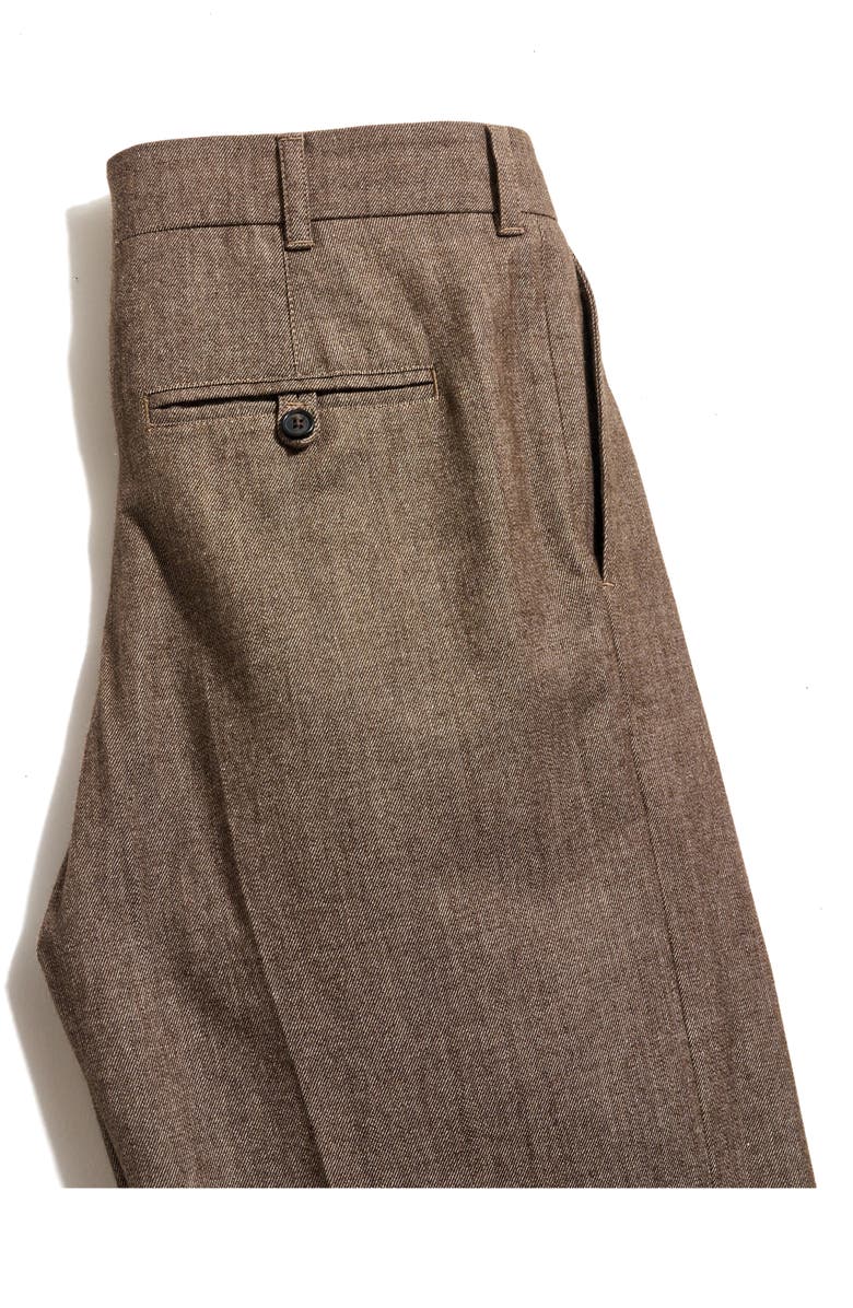Billy Reid Pleated Cotton & Wool Dress Pants, Alternate, color, Brown