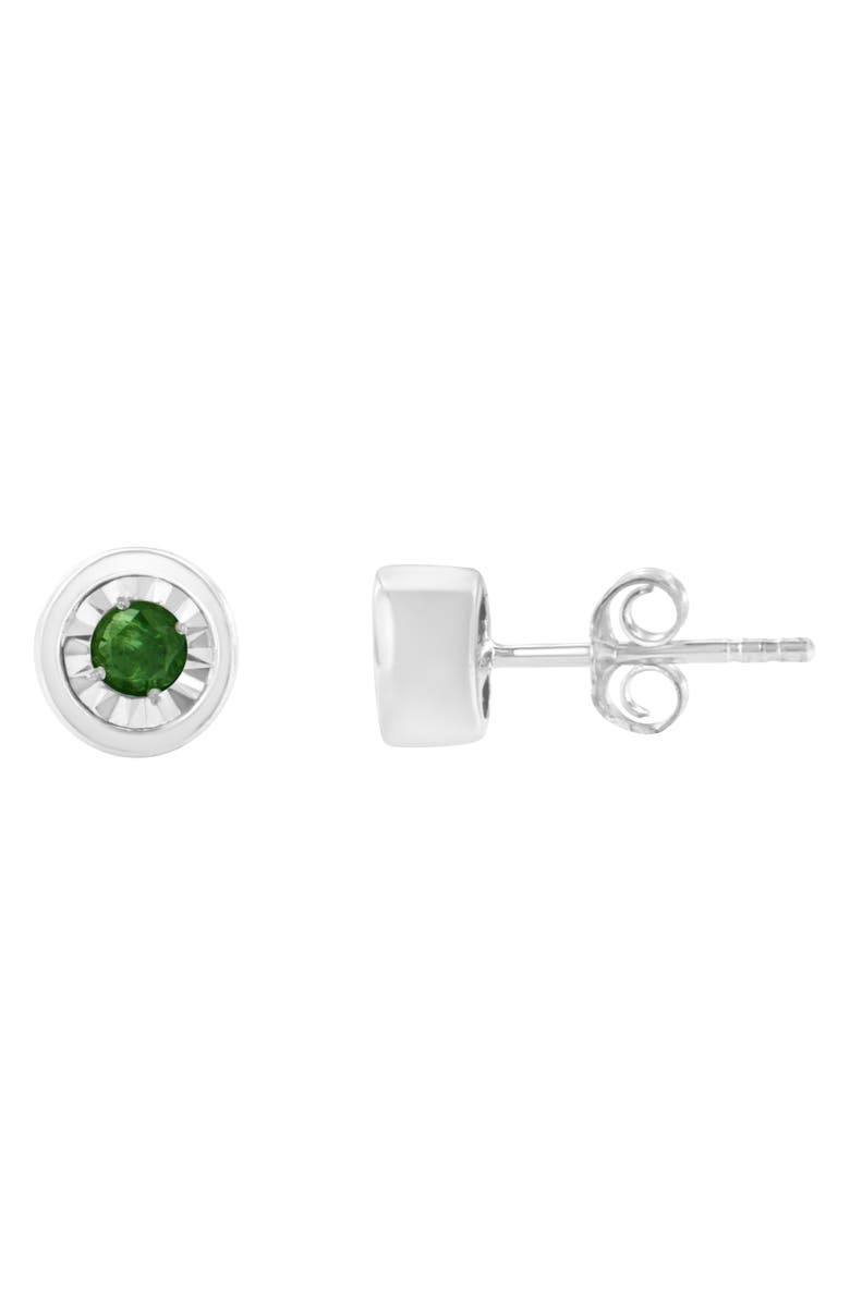 Haus of Brilliance Silver 0.15 Ct Green Diamond Miracle- Stud Earrings, Alternate, color, White