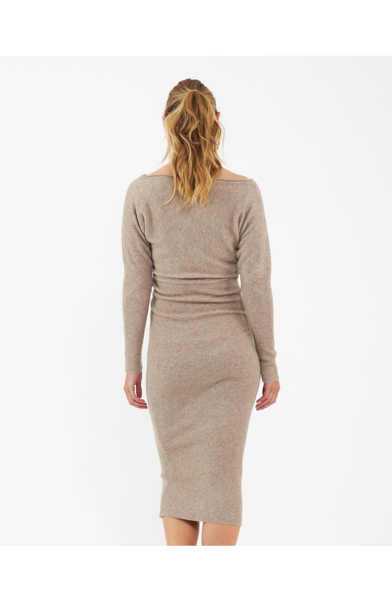 Ripe Maternity Tobie Off Shoulder Knit Dress Mocha, Alternate, color, Brown
