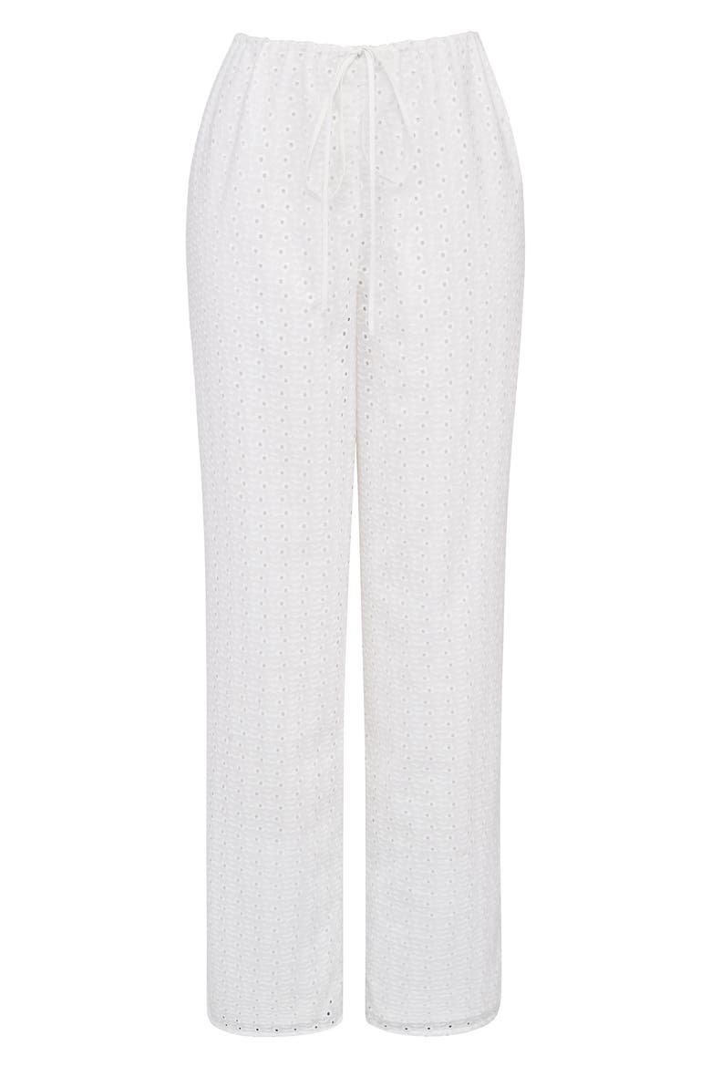 Frankie Broderie Anglaise Drawstring Pants, Alternate, color, IVORY