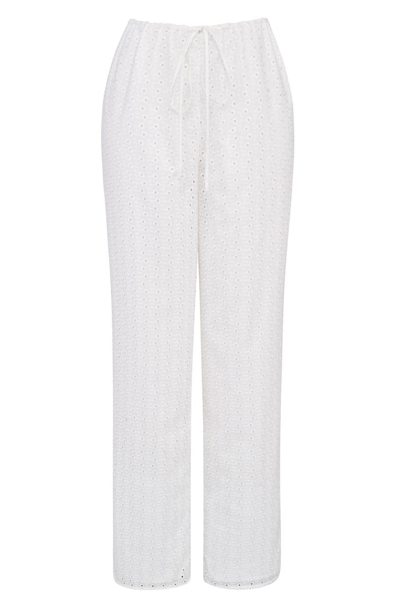 HOUSE OF CB Frankie Broderie Anglaise Drawstring Pants, Alternate, color, Ivory