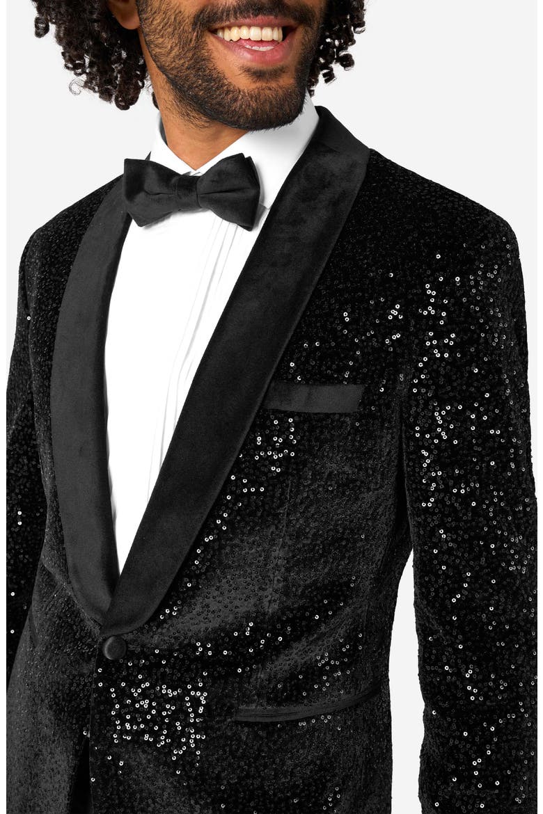 Black Sequin Dinner Jacket, Alternate, color, BLACK