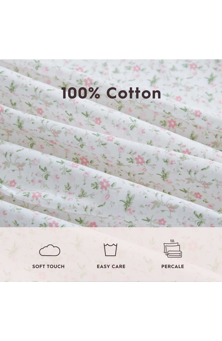 Laura Ashley Evie 4-Piece Cotton Sheet Set, Alternate, color, Pink