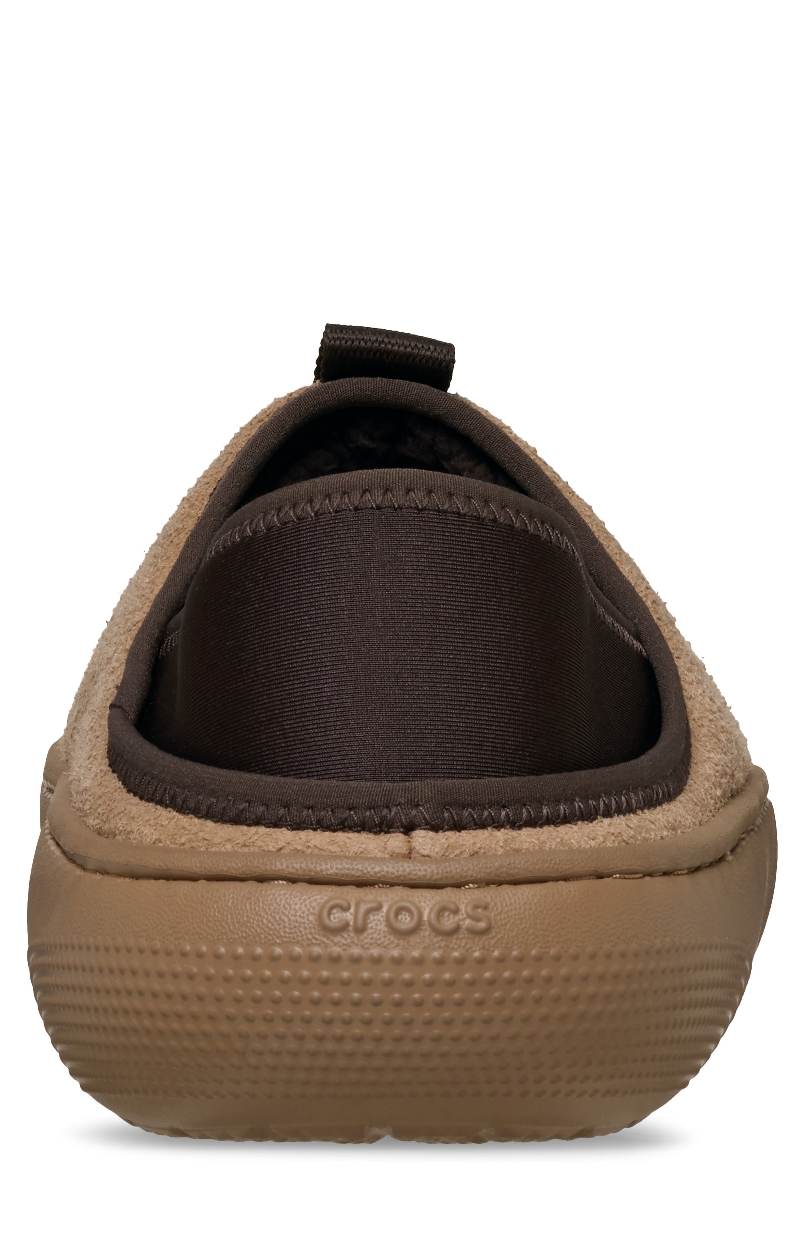 CROCS Classic Vegan Suede Quilted Slip On Shoe, Alternate, color, Milk Chocolate