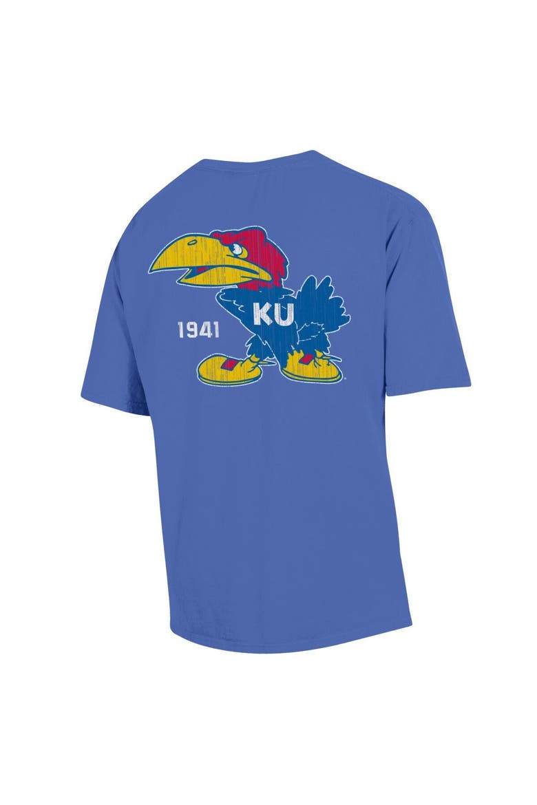 Men's Comfort Wash Royal Kansas Jayhawks Vintage Logo T-Shirt, Alternate, color, Royal