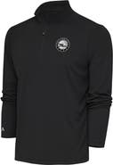 ANTIGUA Men's Antigua Charcoal Philadelphia 76ers Metallic Logo Tribute Quarter-Zip Pullover