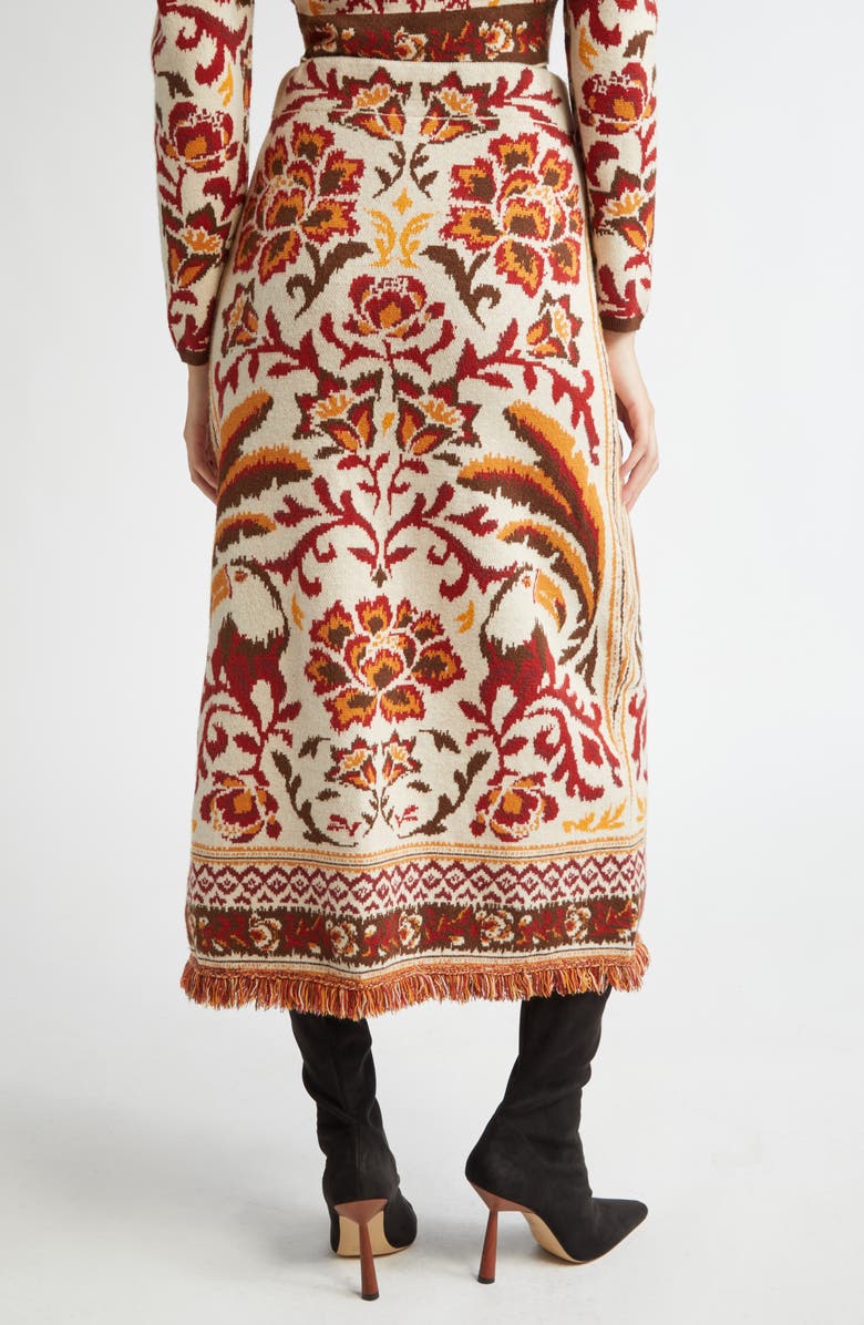 FARM Rio Toucan Scarf Jacquard Knit Skirt, Alternate, color, 