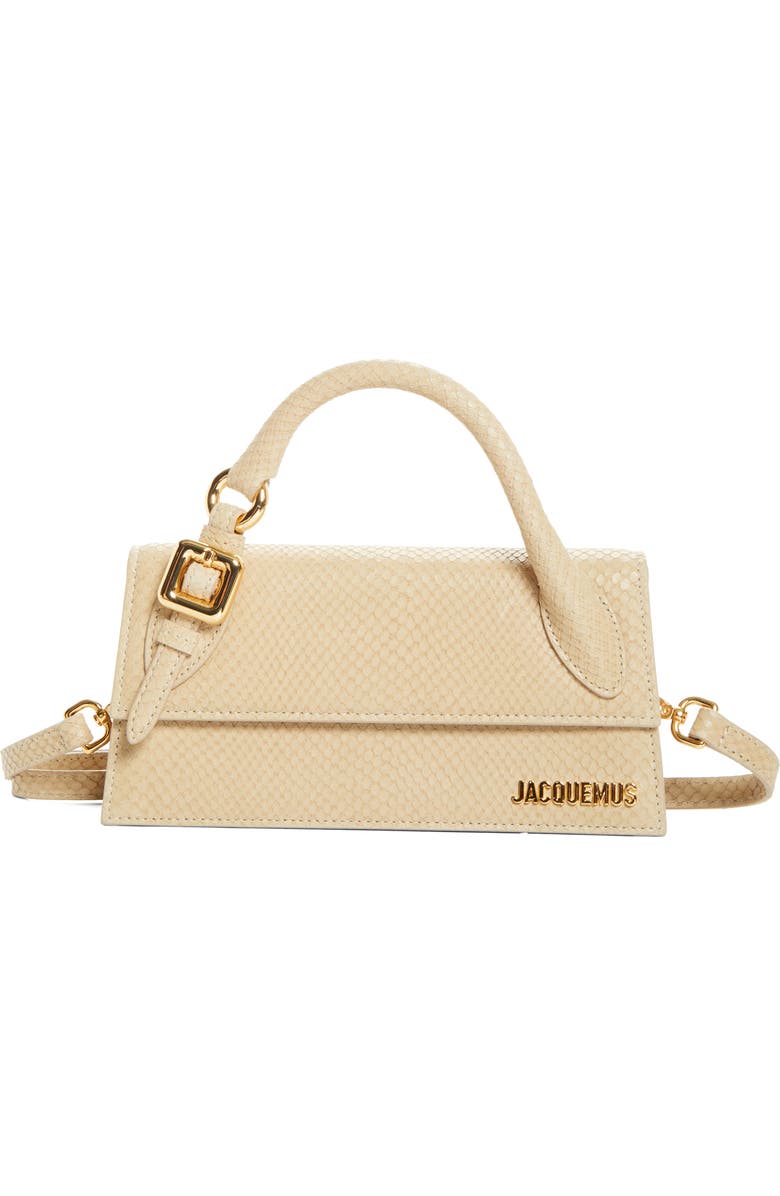 Jacquemus The Long Chiquito Embossed Leather Top Handle Bag, Main, color, Light Beige 130