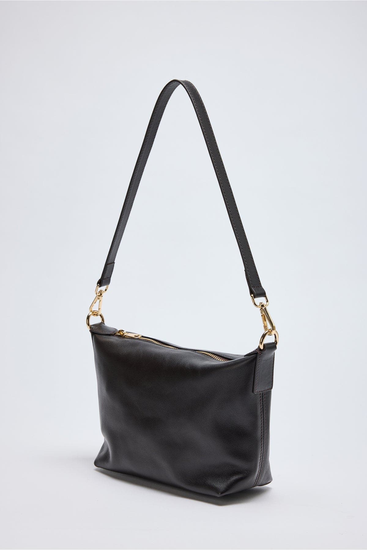 Forever & Always Shoes Nila Bassepi Leather Slouchy Shoulder Bag, Alternate, color, Black