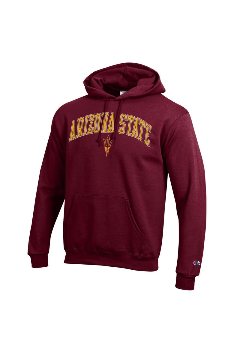 Men's Champion  Maroon Arizona State Sun Devils Arched Logo Fleece Pullover Hoodie, Alternate, color, Maroon