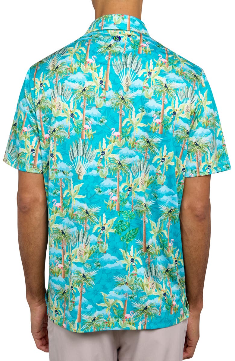 CONSTRUCT Regular Fit Tropical Birds Print Recycled Performance Golf Polo, Alternate, color, Multi