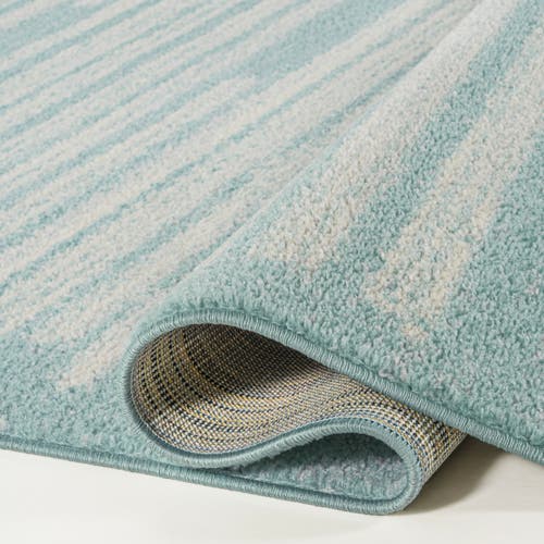 Jonathan Y Khalil Modern Berber Stripe Area Rug In Turquoise/cream